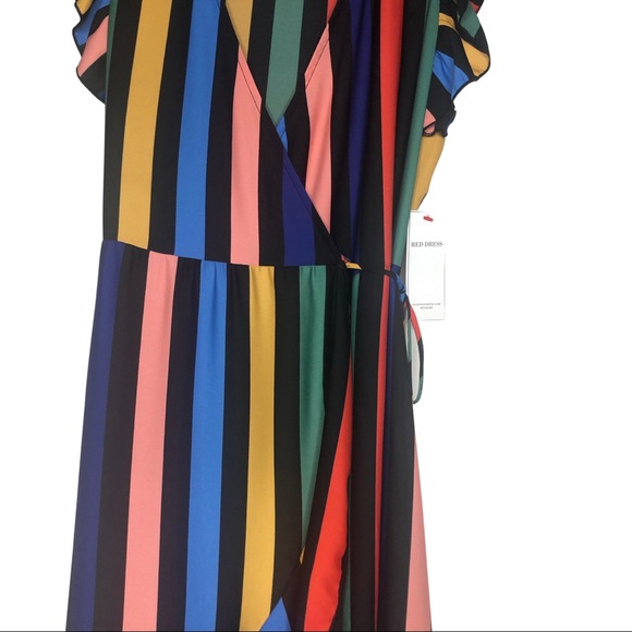 NWT Tyche Multi Color Striped Wrap Maxi Dress Sz M - Picture 9 of 16